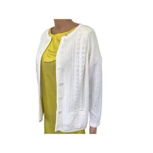 Cardigan Sweater White 70s Vintage Banff Acrylic 36